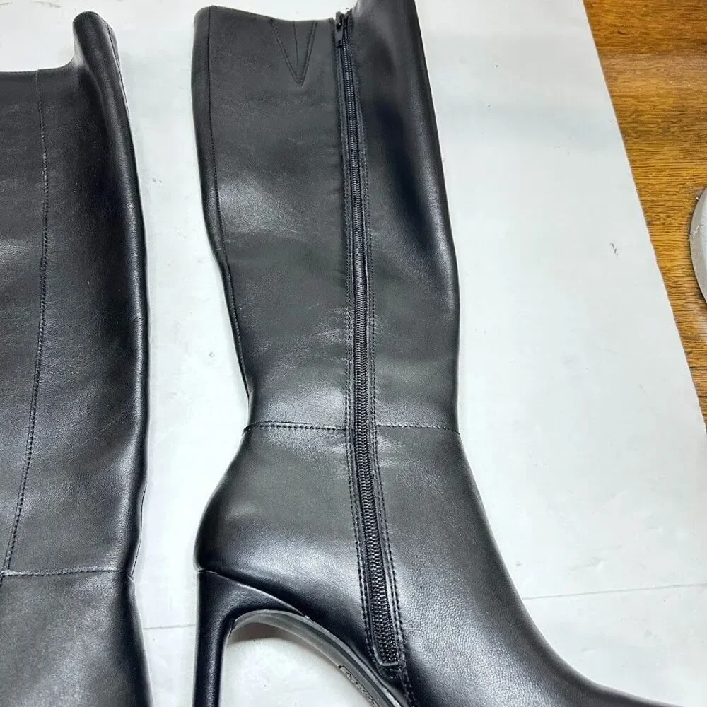Alfani Womens 10 M WC Black Leather Tristanne High Heel Dress Boots NIB QZ5